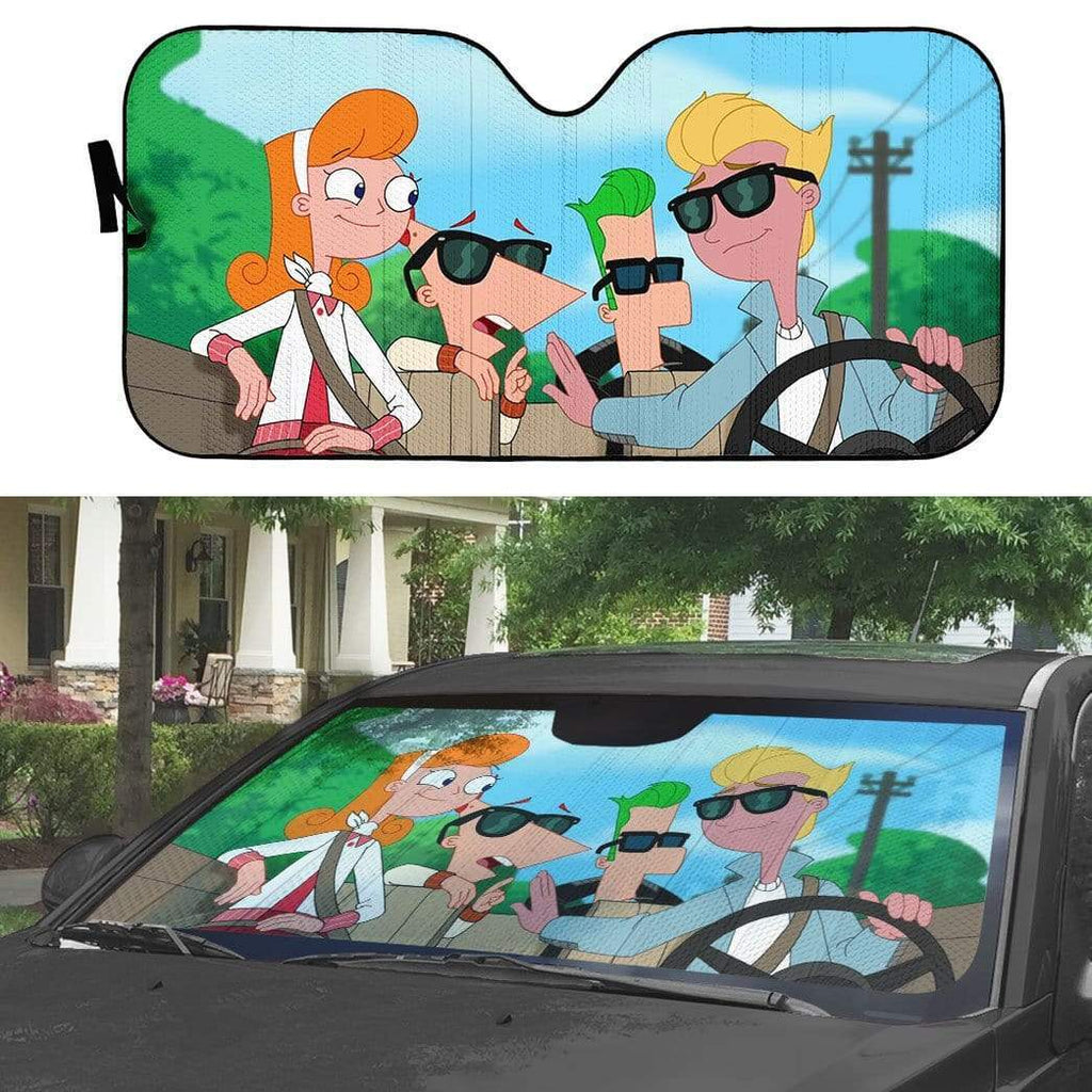  DN Car Sun Shade Phineas And Ferb Characters Windshield Sun Shade