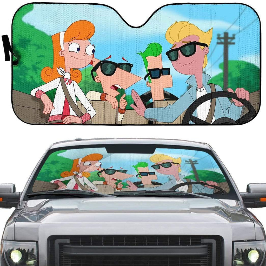  DN Car Sun Shade Phineas And Ferb Characters Windshield Sun Shade