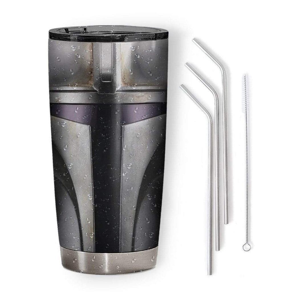  SW Tumbler 20 Oz SW Mandalorian Helmet Machine Silver Tumbler 20 Oz Travel Mug