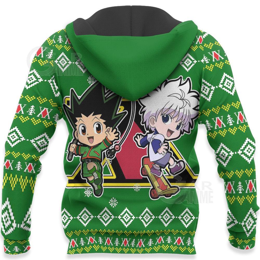  Hunter X Hunter Hoodie Gon And Killua Christmas Pattern Green Hoodie Hunter X Hunter Merch Anime Hoodie  