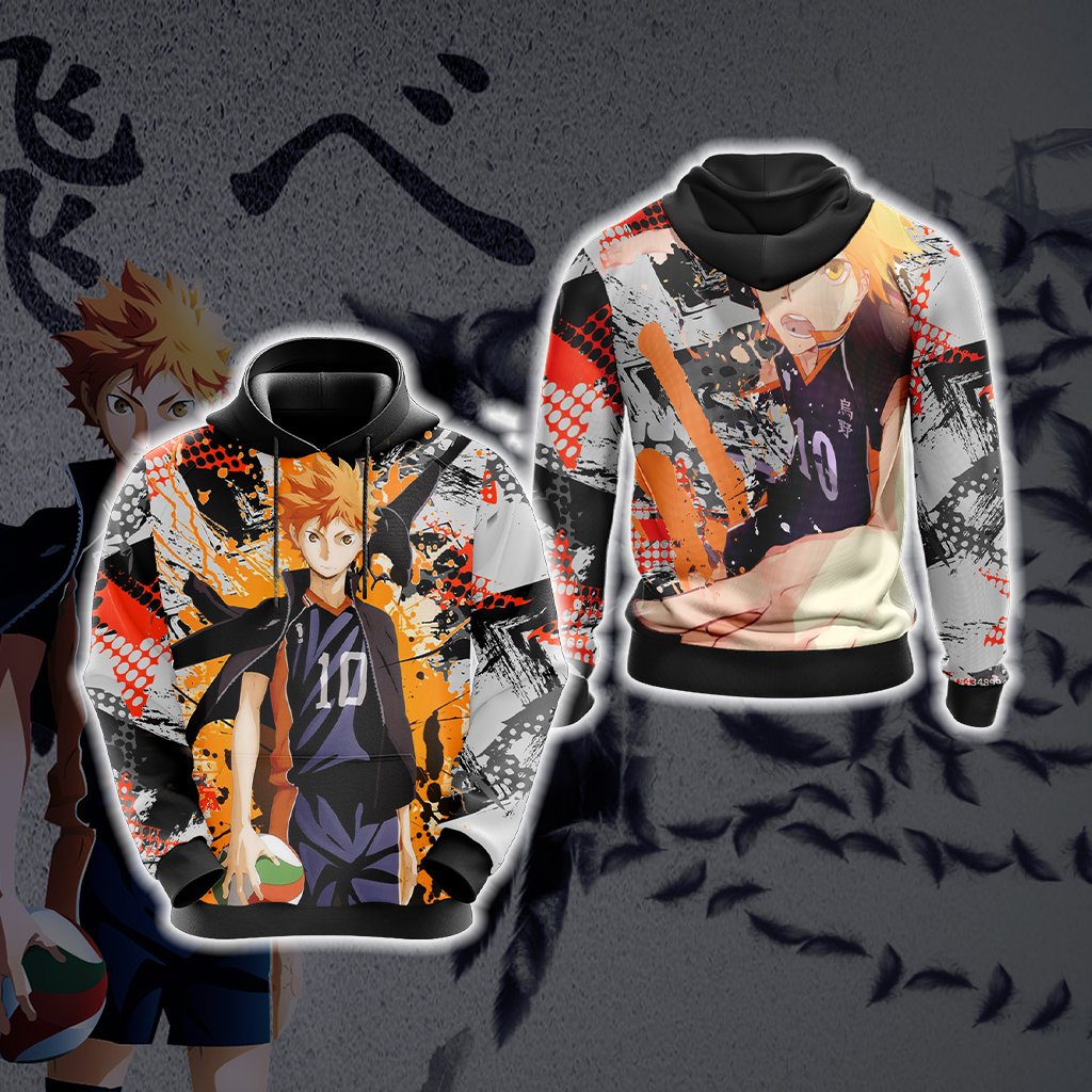  Haikyuu Hoodie Hinata Shoyo Cool Black White Hoodie Anime Hoodie   Colorful