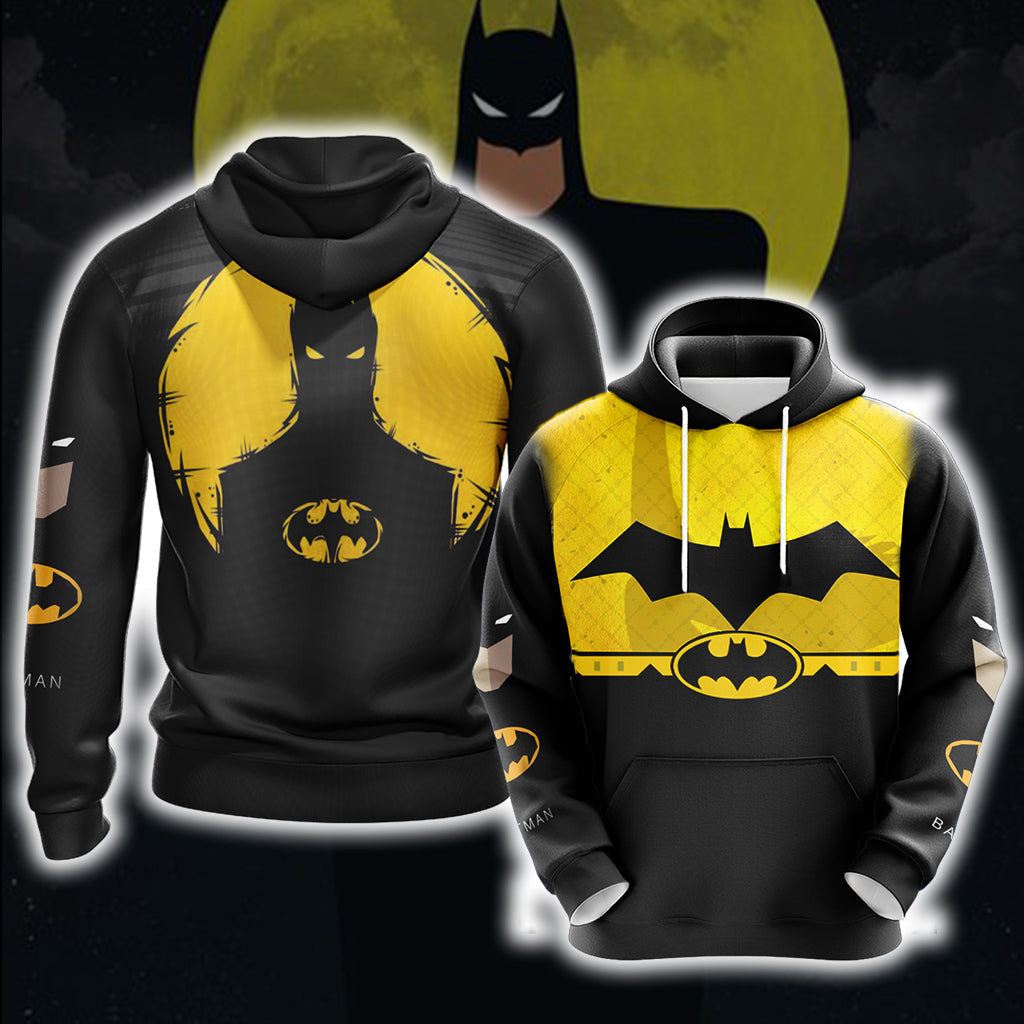  Batman Hoodie Batman Silhouette Black Yellow Hoodie