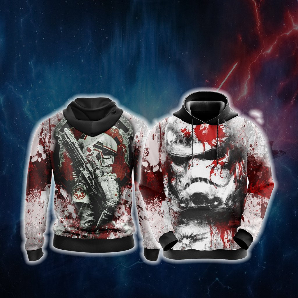  SW Hoodie Stormtrooper Splatter Color White Red Hoodie Apparel For SW Fan   