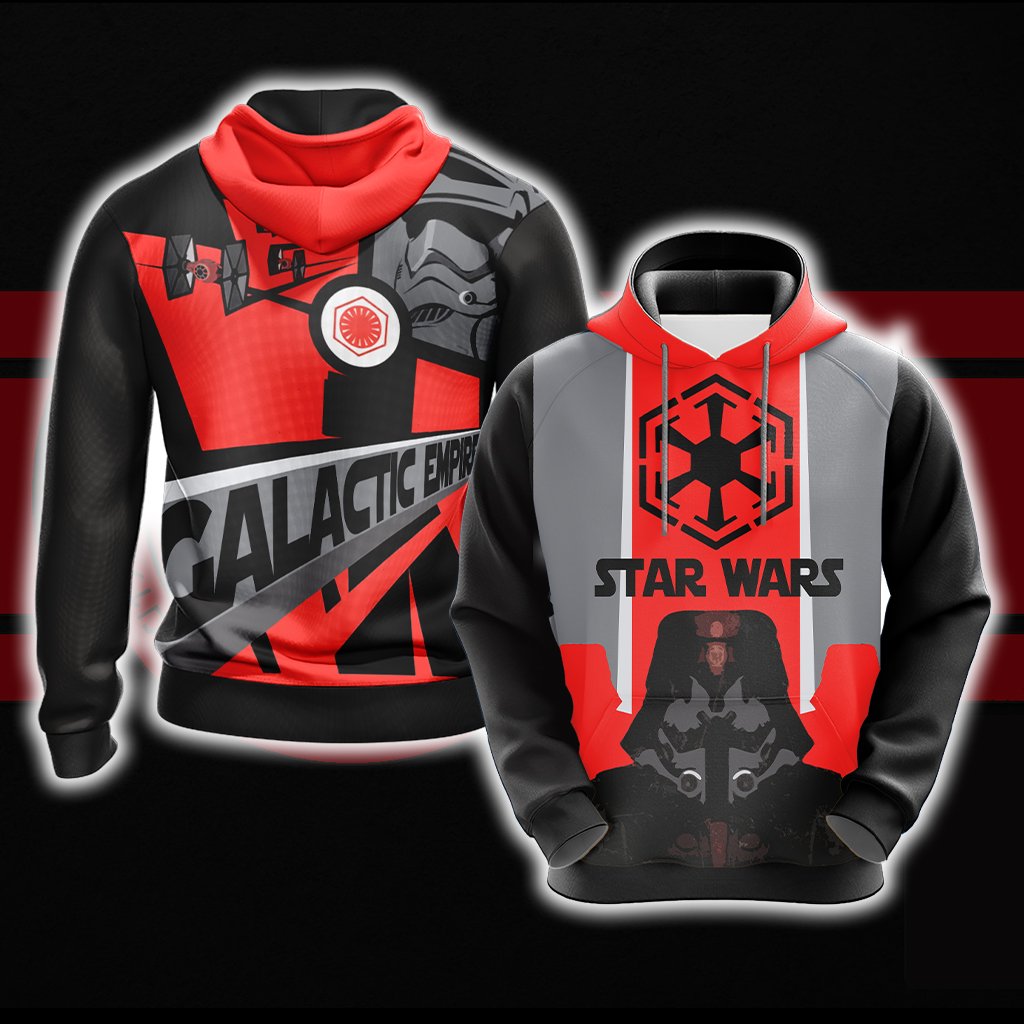  SW Hoodie Galactic Empire Symbol Red Grey Black Hoodie SW Apparel For Fan   