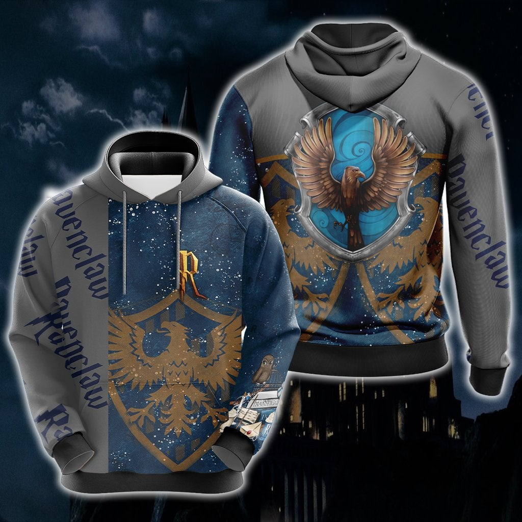 HP Hoodie Revenclaw House Emblem Blue Grey Hoodie