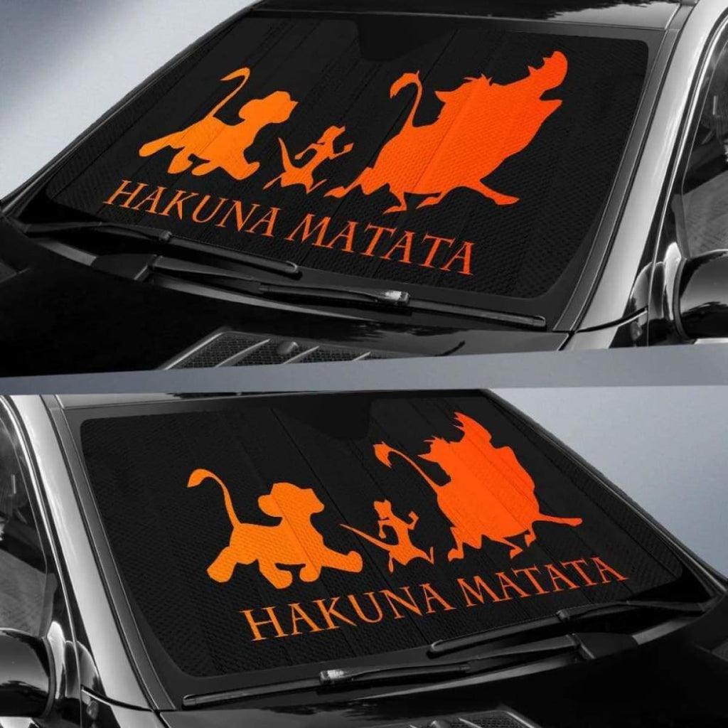  DN Car Sun Shade Hakuna Matata Lion King Black Windshield Sun Shade