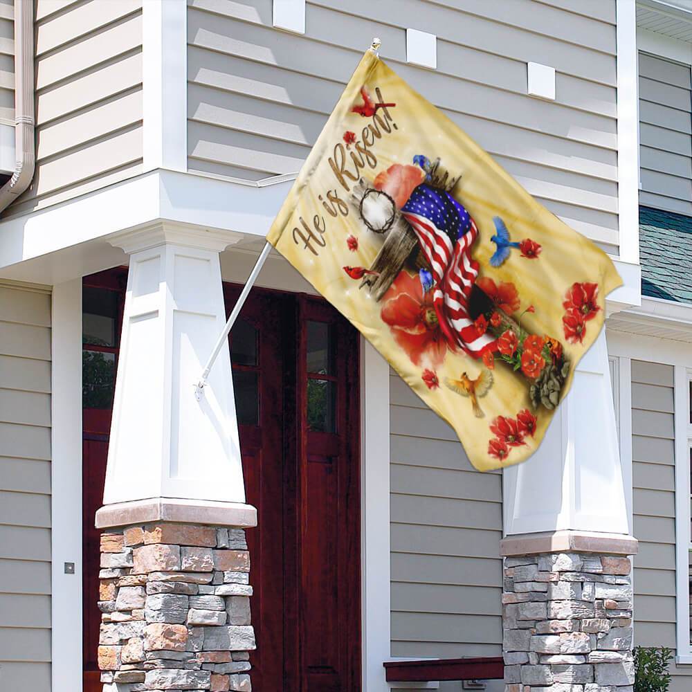  Jesus House Flag He Is Risen Cross American Flag Cardinal Bird Garden Flag