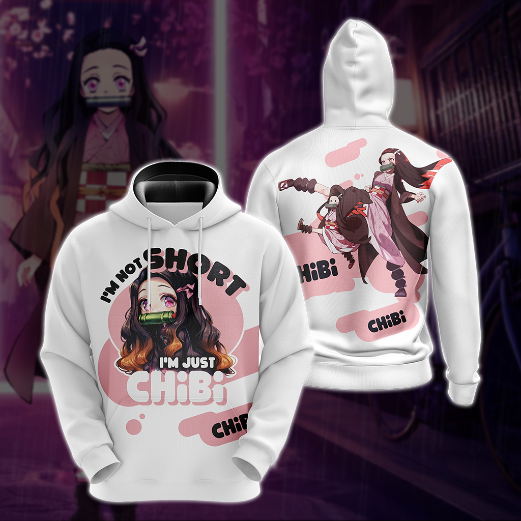  Demon Slayer Shirt Nezuko Chan I'm not Short I'm Just Chibi Cute White Hoodie Demon Slayer Hoodie