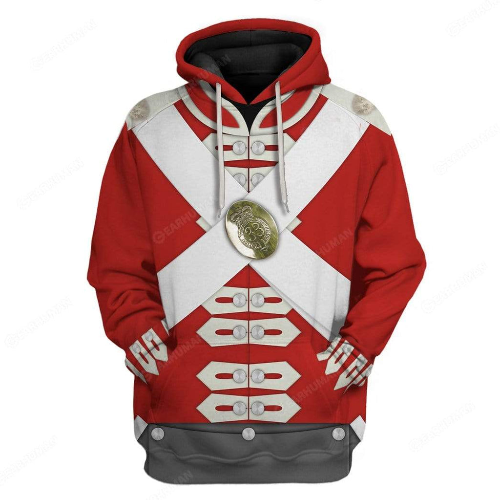 Historical T-shirt British Army Redcoat Costume 3d Red T-shirt Historical Hoodie Adult Full Size Colorful