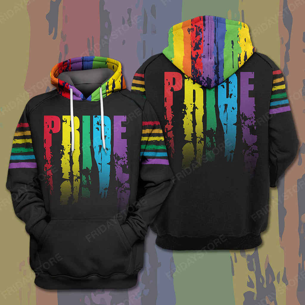 LGBT T-shirt LGBT Rainbow Color PRIDE Black T-shirt Hoodie Adult Unisex Full Print