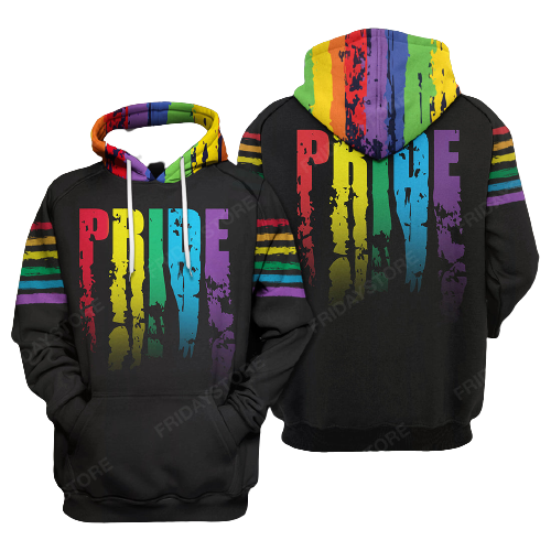 LGBT T-shirt LGBT Rainbow Color PRIDE Black T-shirt Hoodie Adult Unisex Full Print