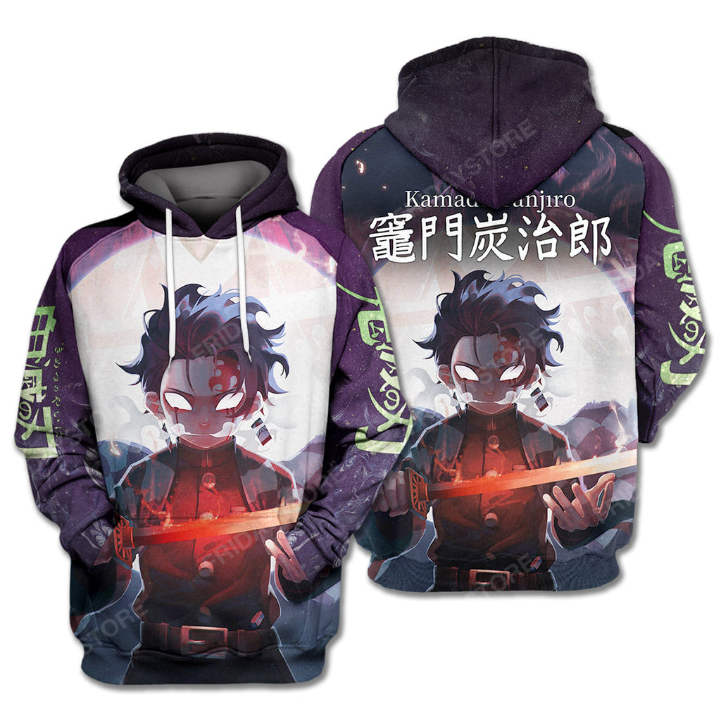  Demon Slayer T Shirt Kimetsu no Yaiba Kamado Tanjiro 3d Dark Purple Hoodie Demon Slayer Hoodie