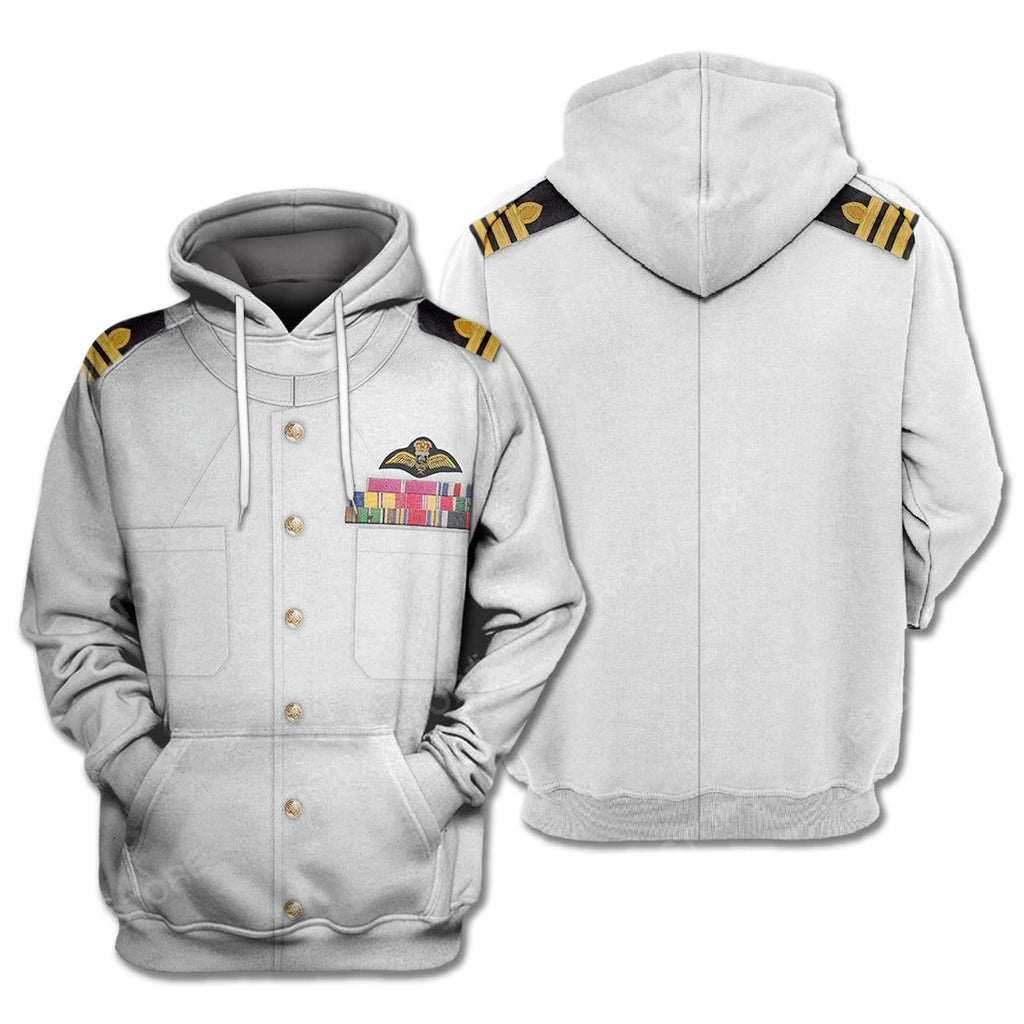 Historical T-Shirt Historical Military White Uniforms Of The Royal Navy Suit 3d Costume Hoodie Historical Hoodie
