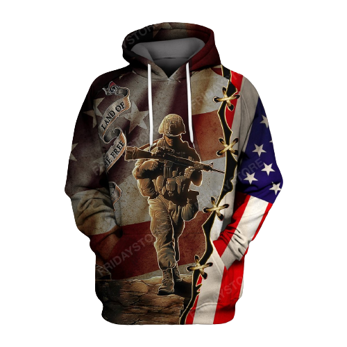 Veteran T-shirt Land Of The Free Veteran 3D T-shirt Hoodie Adult Full Print Memorial Day Gift