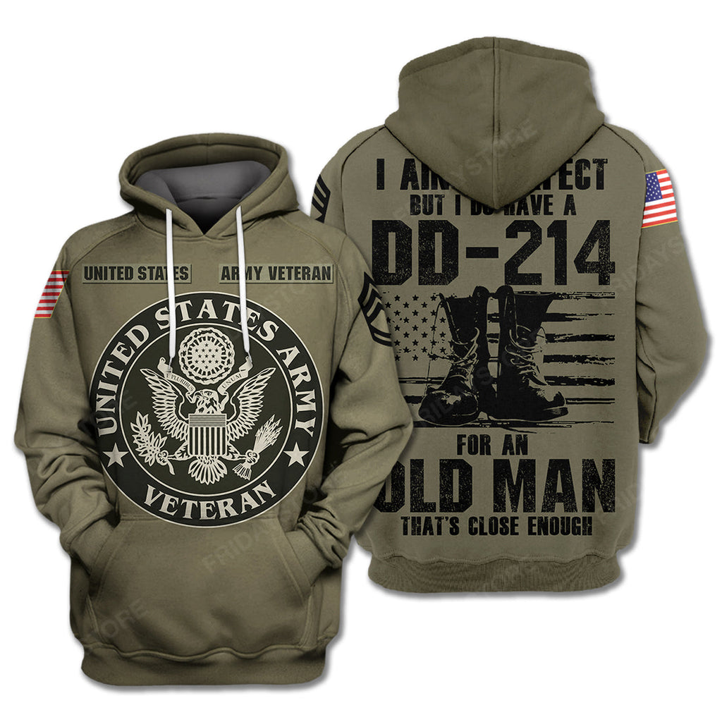 Army Veteran Hoodie Old Man DD214 T-shirt Hoodie