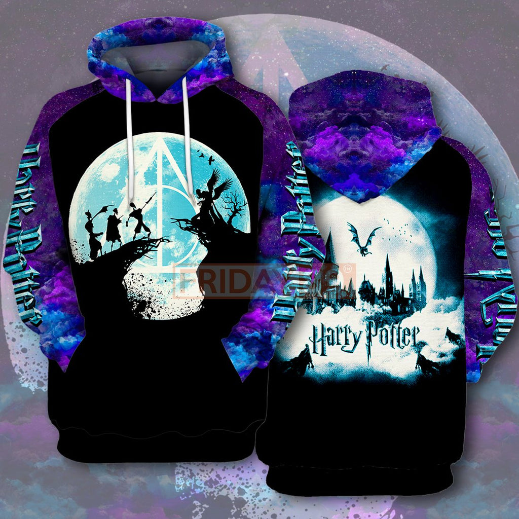 HP Deathly Hallows Full Moon Night 3D Print Hoodie T-shirt