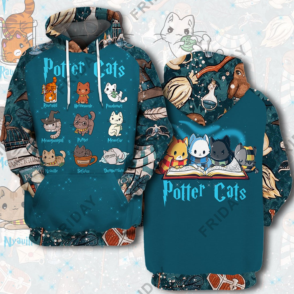 HP Potter Cats 3D Print Hoodie T-shirt