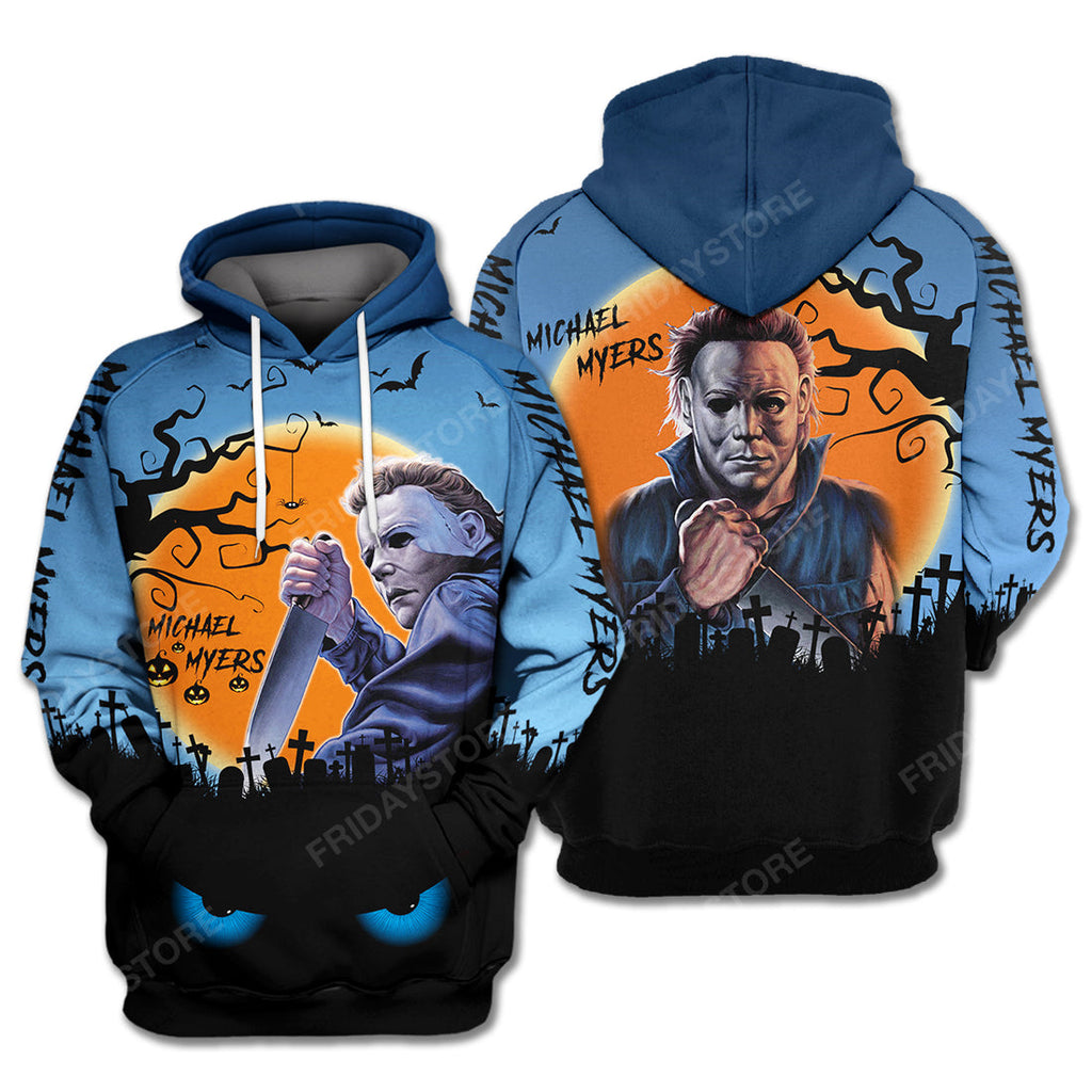 Halloween Hoodie Horror Hoodie Michael Myers Halloween Night Blue Hoodie Michael Myers Hoodie