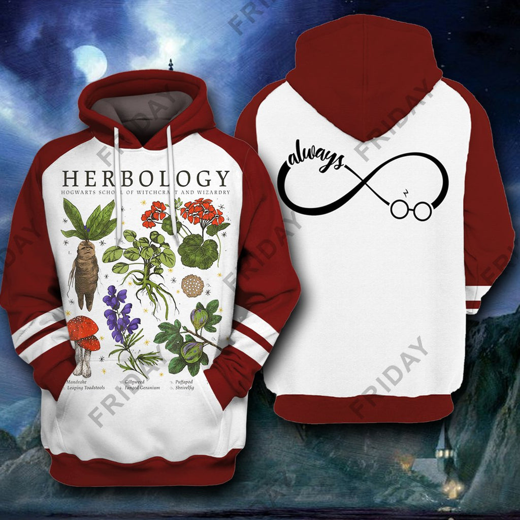  HP T-shirt Herbology Always Infinity Red White T-shirt High Quality HP Hoodie Sweater Tank 2023