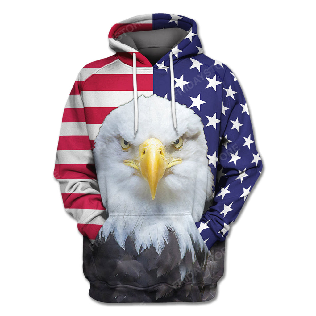 4th Of July T-shirt Fourth July American Flag Bald Eagle T-shirt Hoodie Independence Day Gift Adult Full Print
