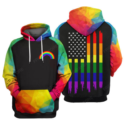 LGBT Pride T-shirt LGBT Rainbow Polygon American Flag T-shirt Hoodie Adult Full Print