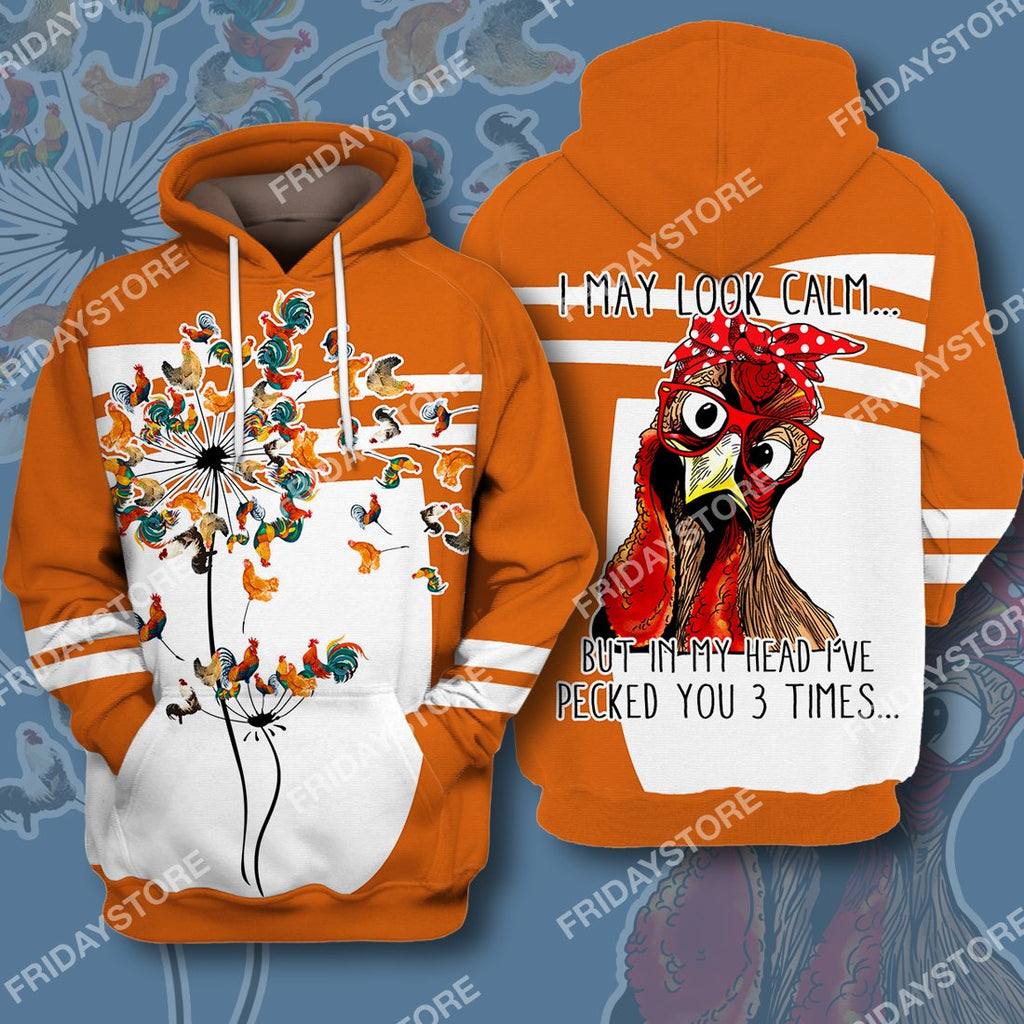 Gifury Chicken Hoodie Chicken Apparel Chicken I May Look Calm But In My Head I've Pecked You T-shirt Chicken Shirt 2023