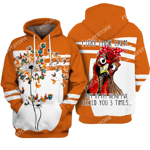 Gifury Chicken Hoodie Chicken Apparel Chicken I May Look Calm But In My Head I've Pecked You T-shirt Chicken Shirt 2027