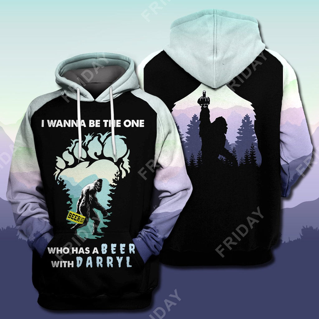 Bigfoot Hoodie Bigfoot I Wanna Be The One Who Has A Beer T-shirt Hoodie Adult Unisex Full Print