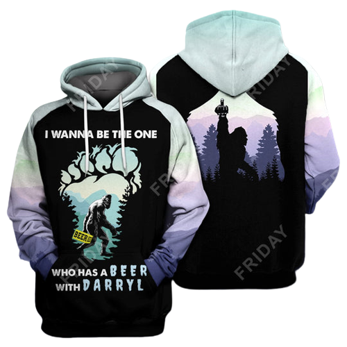 Bigfoot Hoodie Bigfoot I Wanna Be The One Who Has A Beer T-shirt Hoodie Adult Unisex Full Print