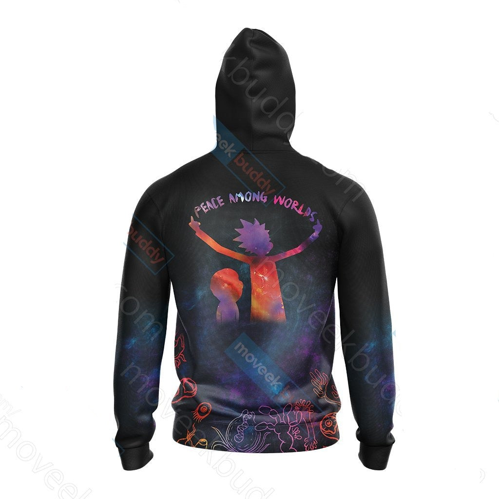  Rick And Morty Hoodie Rick And Morty Peace Amongs Worlds Black Hoodie Apparel  