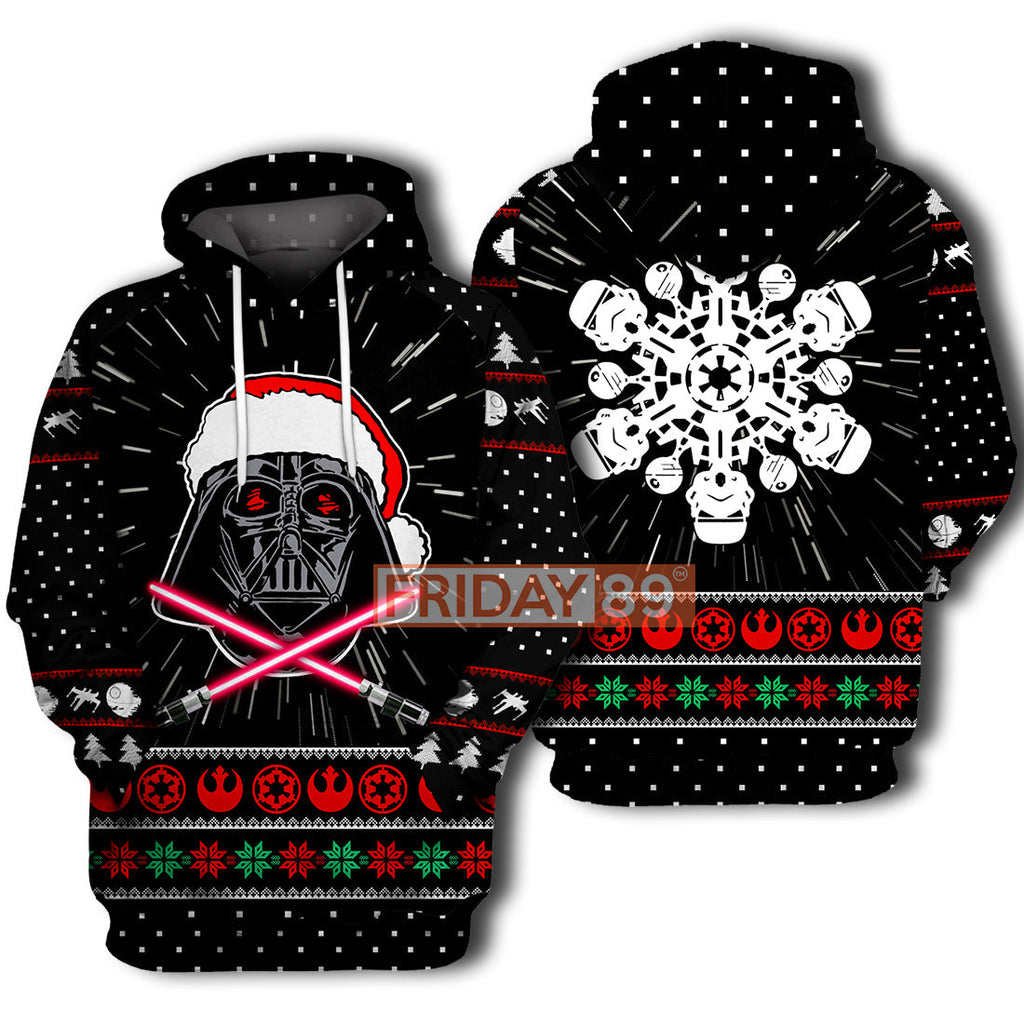  SW T-shirt SW Santa D.Vader And Stormtrooper Christmas Snowflake T-shirt Cool SW Hoodie Sweater Tank 