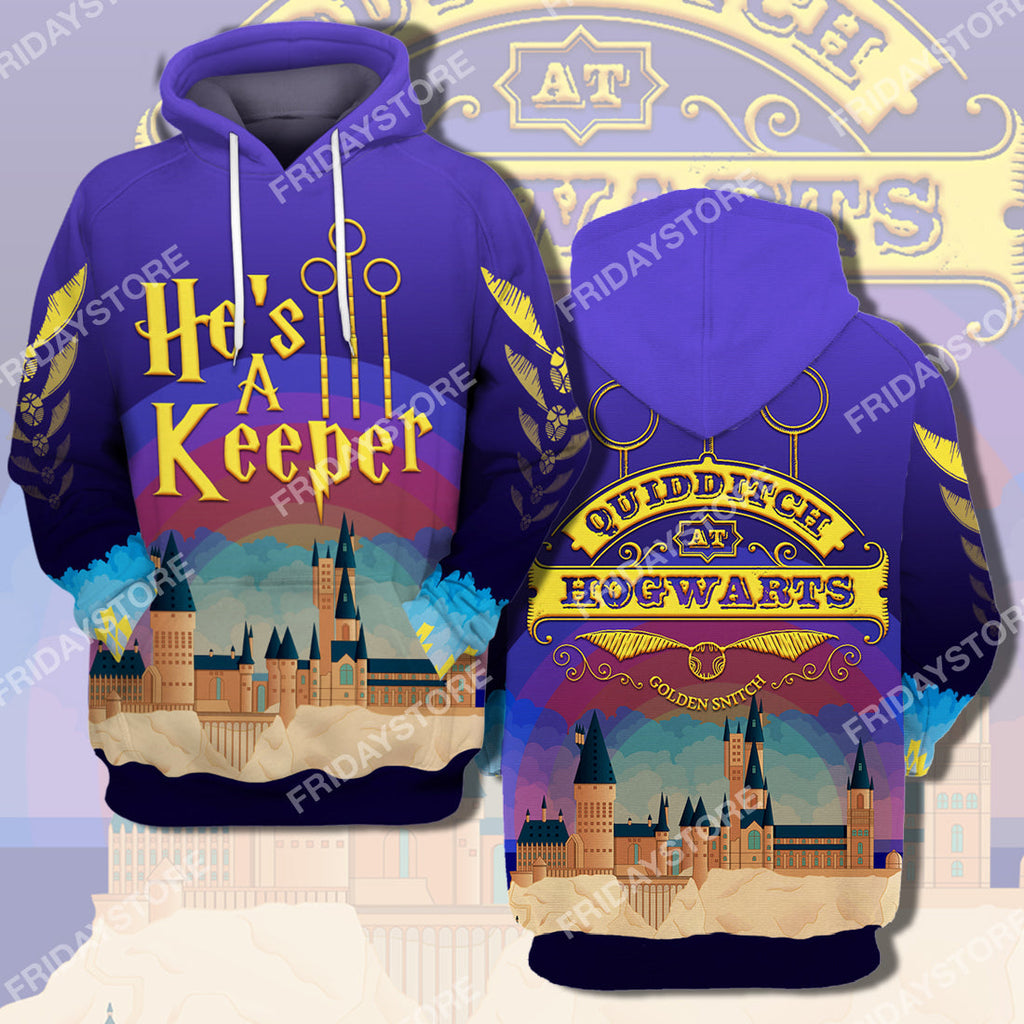  HP T-shirt Quidditch Couple He's A Keeper T-shirt Awesome High Quality HP Hoodie Sweater Tank Couple Apparel 