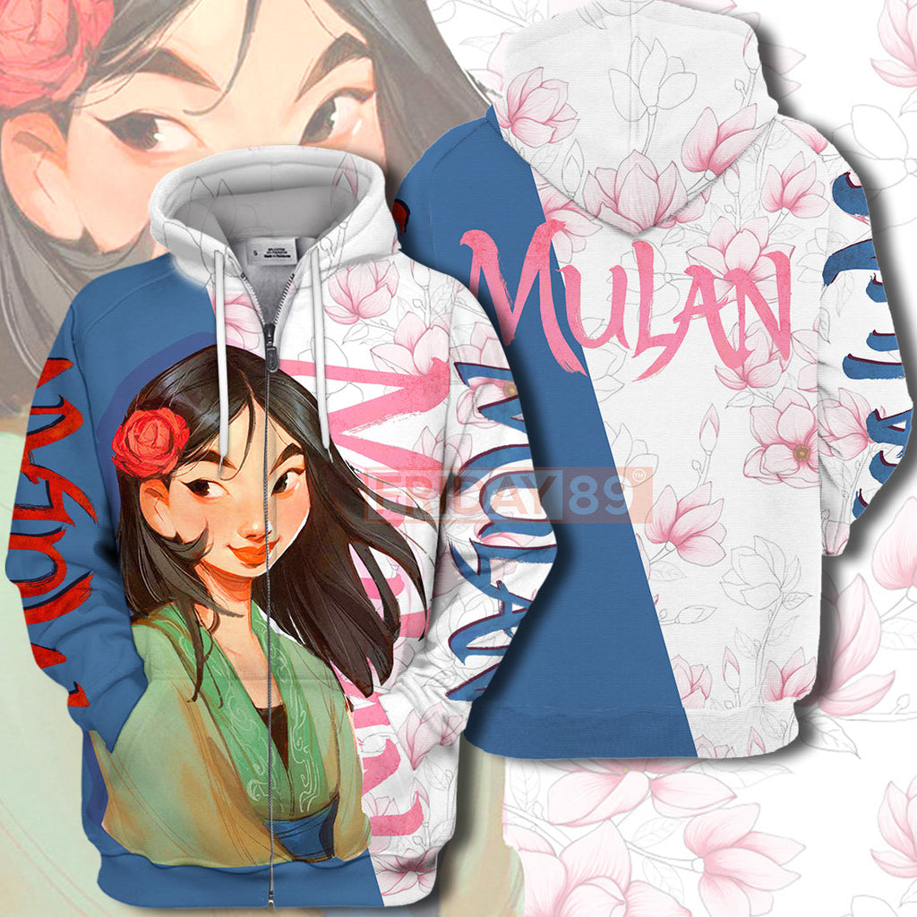 Mulan T-shirt ML FLOWERS Blue White T-shirt Awesome High Quality DN Hoodie Sweater Tank