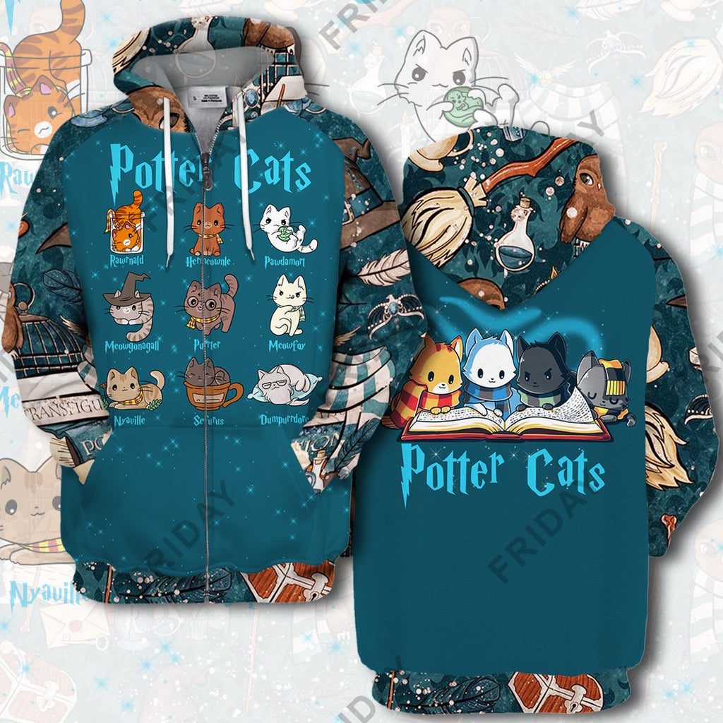 HP Potter Cats 3D Print Hoodie T-shirt