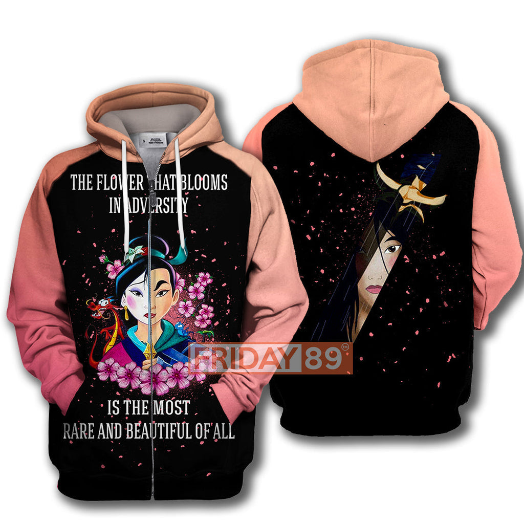 Mulan T-shirt Mulan DN Princess The Flower Blooms In Adversity Black Hoodie High Quality DN Hoodie Sweater Tank