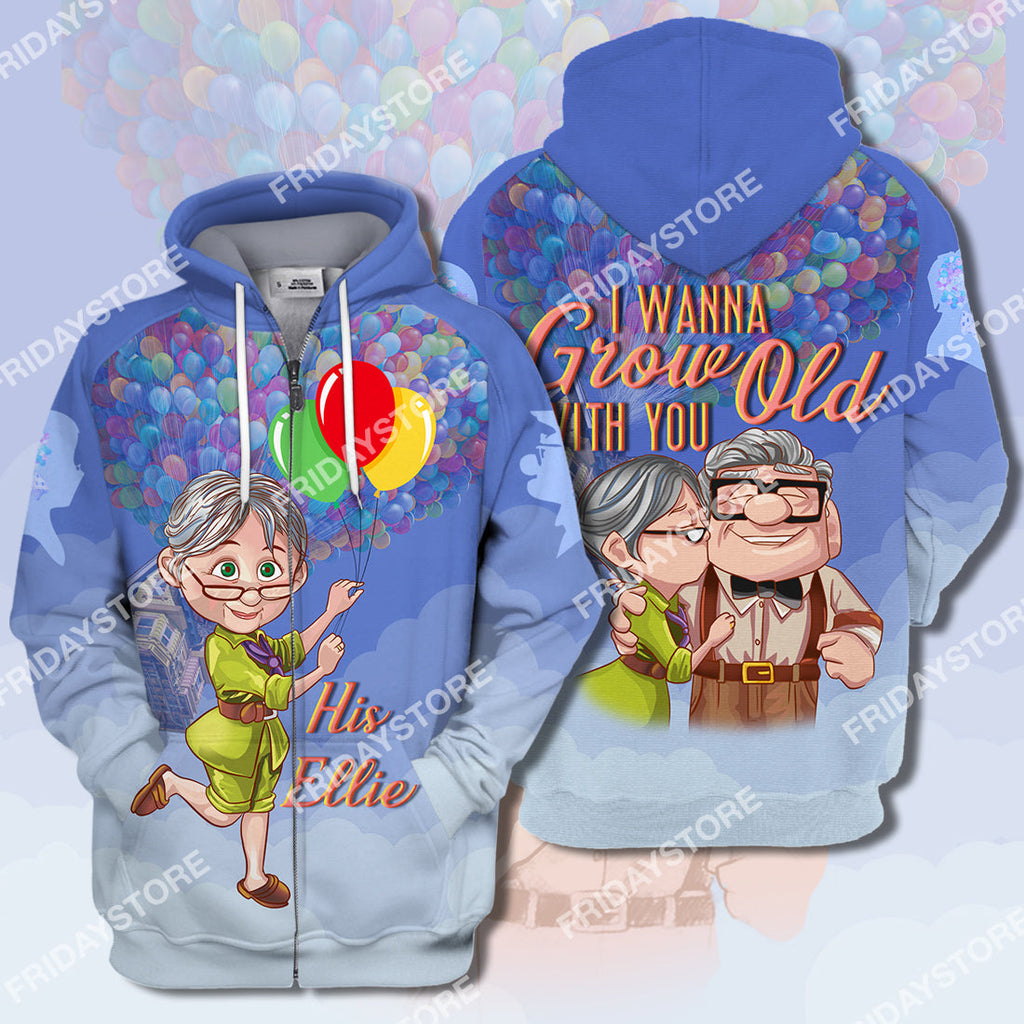  DN Up T-shirt I Wanna Grow Old With You Up Couple His Ellie T-shirt Awesome DN Up Hoodie Sweater Tank