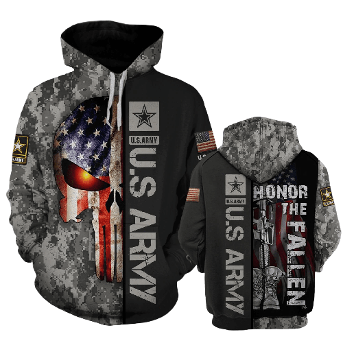 Veteran Hoodie Honor The Fallen American Flag Skull Hoodie 3D