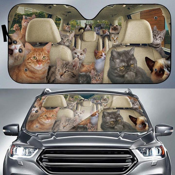 Gifury Cat Car Sun Shade Cat Filled The Car Cat Lover Windshield Sun Shade Cat Windshield Sun Shade 2022