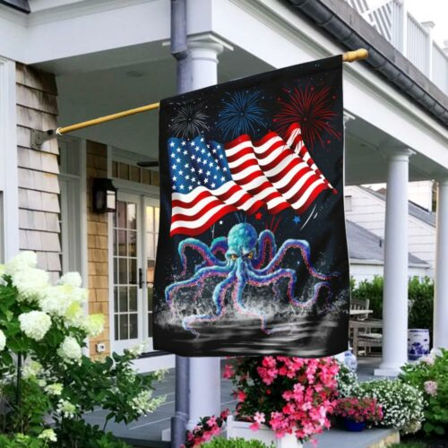 4th Of July Flags Octopus Happy Independence Day Garden Flag Fourth Of July Gift House Flag