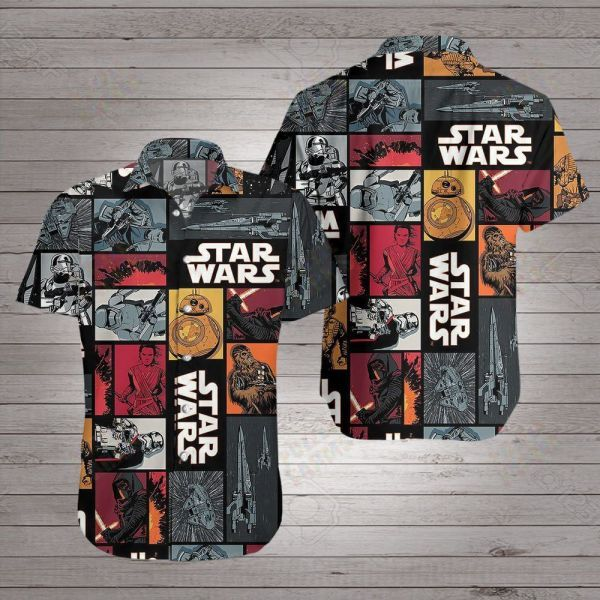  SW Hawaii Shirt SW Stormtrooper BB8 Darth Vader Pattern Grey Hawaiian Shirt Aloha Shirt