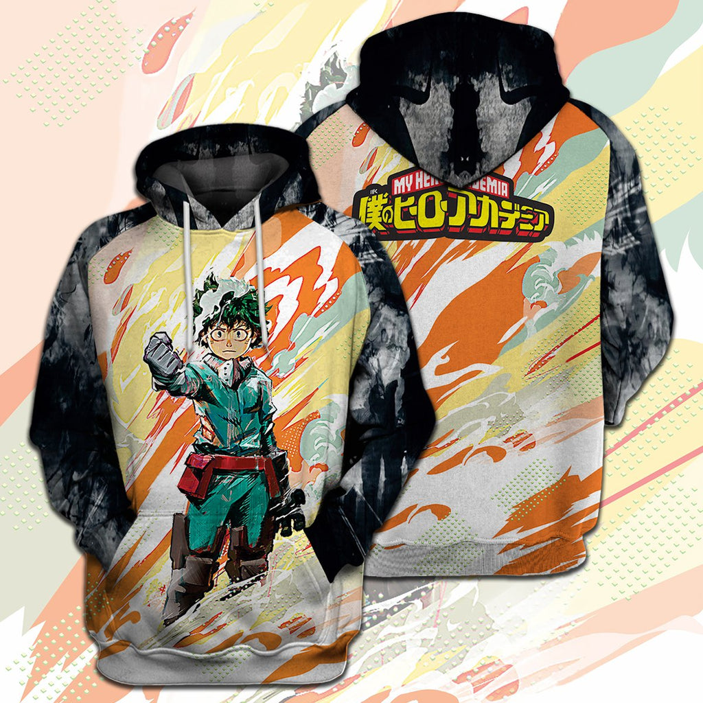  My Hero Academia T-shirt Midoriya Izuku Smoke My Hero Academia Logo T-shirt Hoodie  