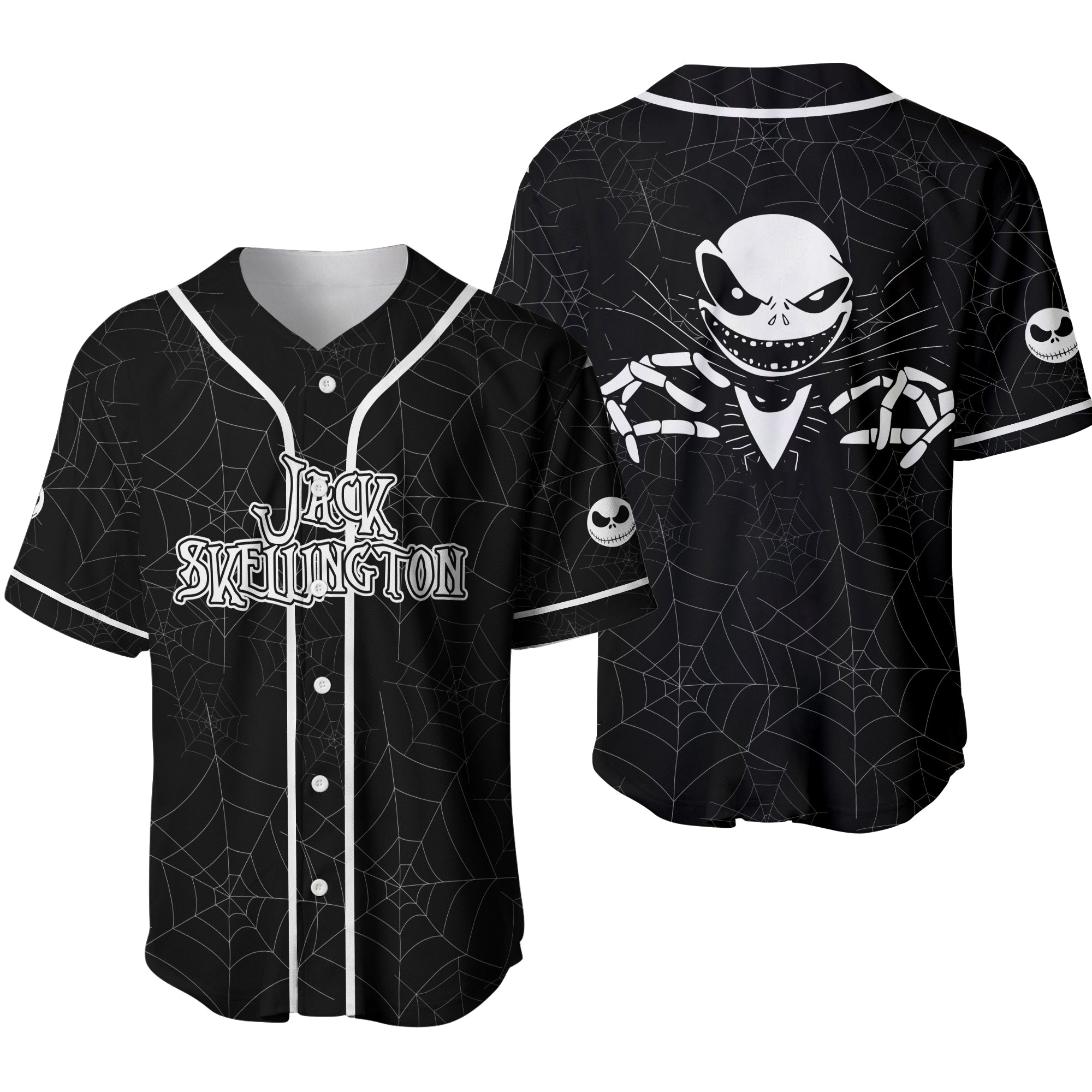 TNBC Jersey Jack Skellington Spider Web Pattern Black Jersey Shirt TNB ...