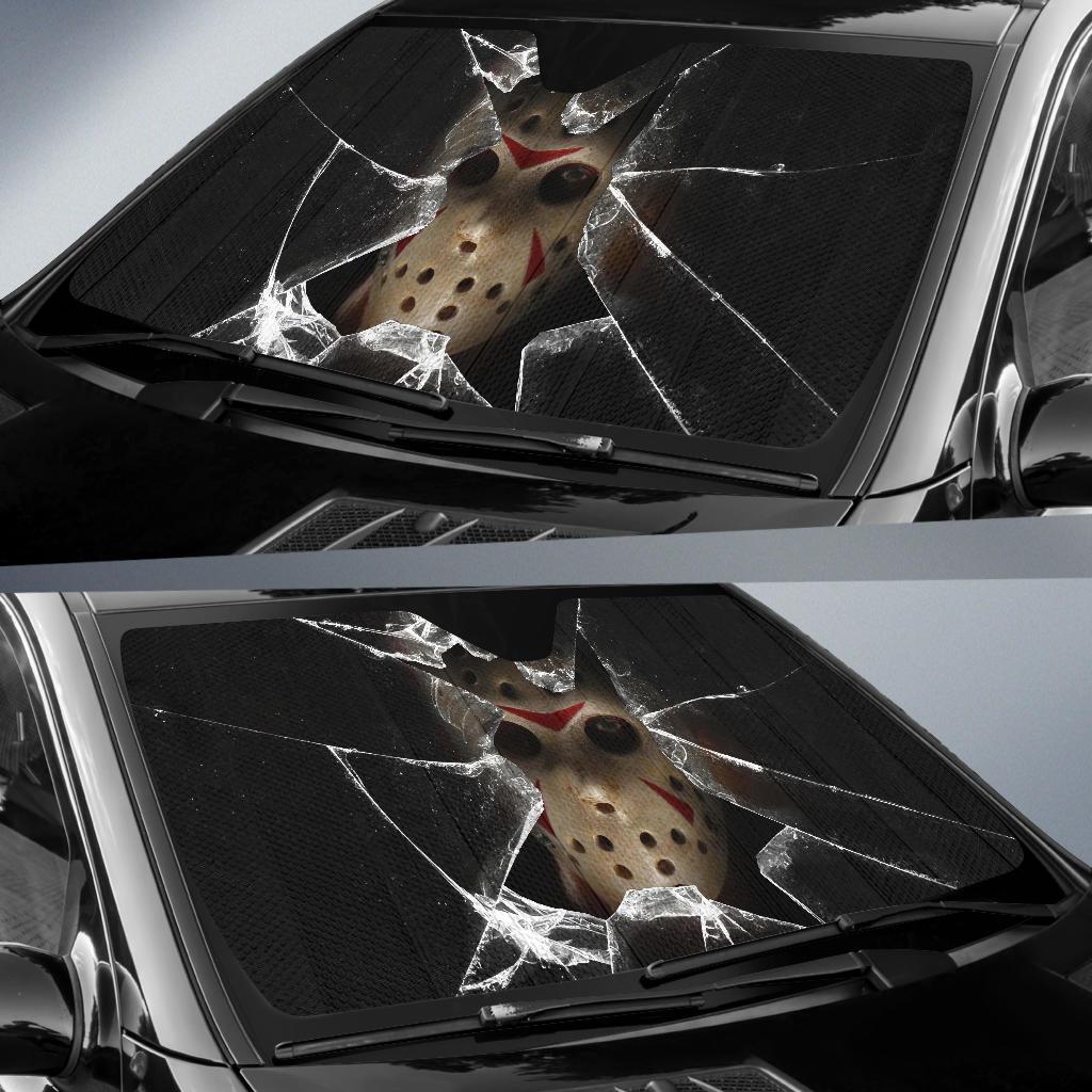  Horror Car Sun Shade Jason Voorhees Breaks The Glass Windshield Sun Shade