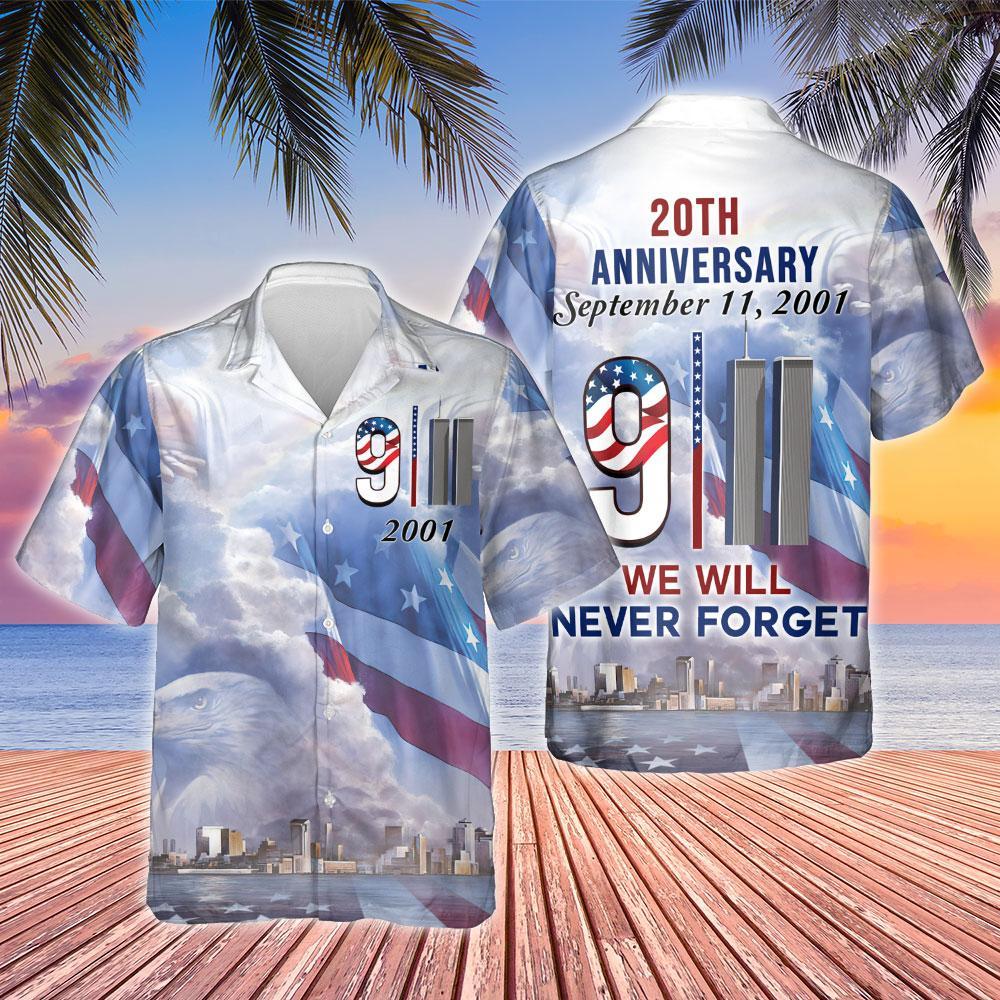 Gifury Patriot Day Hawaiian Shirt September 11th 20 Years Anniversary Blue Sky Hawaii Aloha Shirt September 11th Hawaii Shirt Patriot Day Apparel 2022
