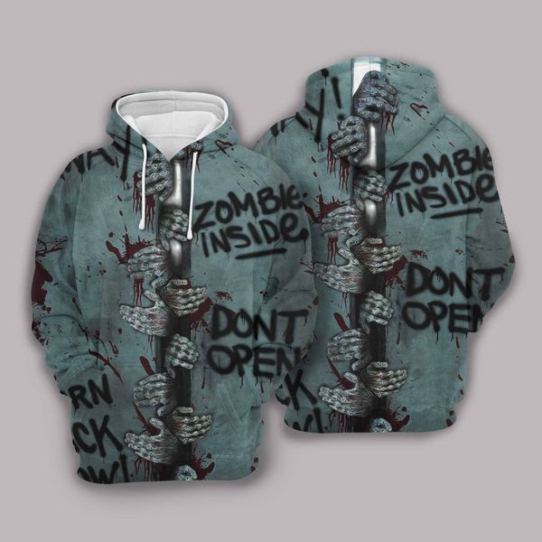 Gifury Halloween Hoodie Halloween Apparel Zombie Hoodie Zombie Inside Don't Open Hoodie 2022