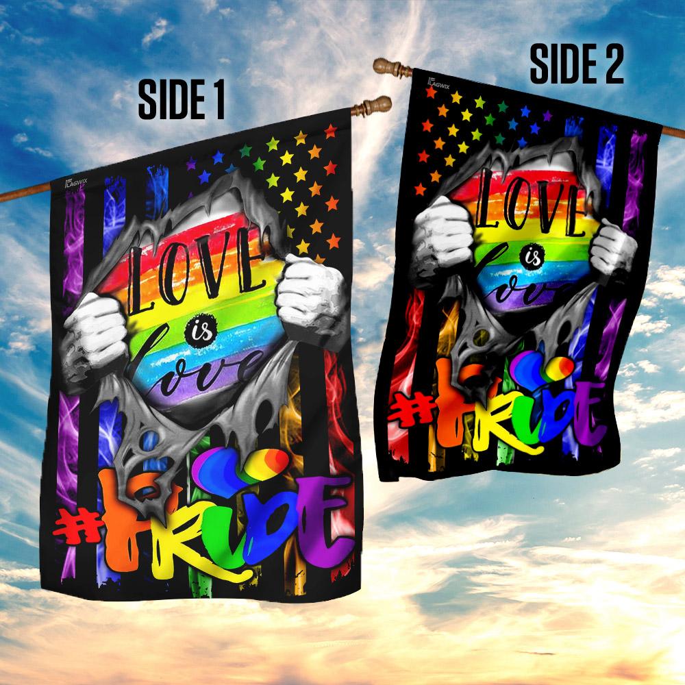  LGBT Pride House Flag Love Is Love Inside Rainbow American Flag Garden Flag