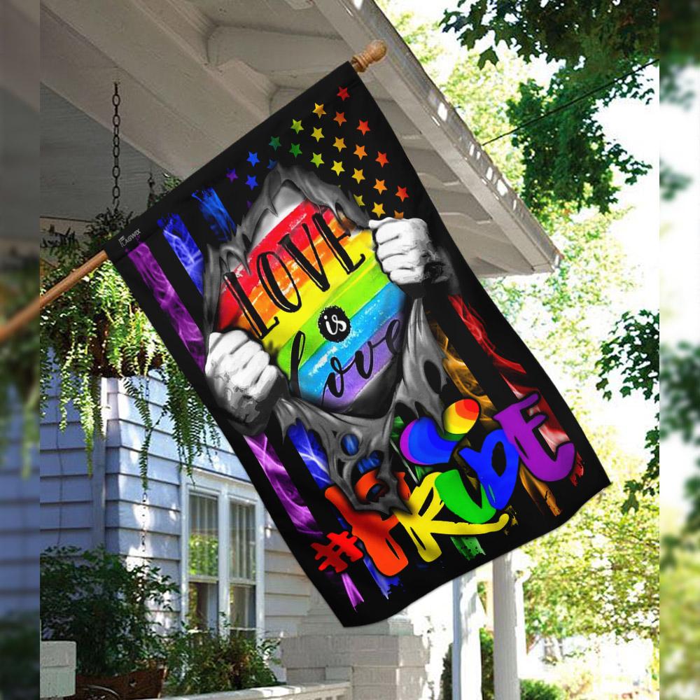  LGBT Pride House Flag Love Is Love Inside Rainbow American Flag Garden Flag