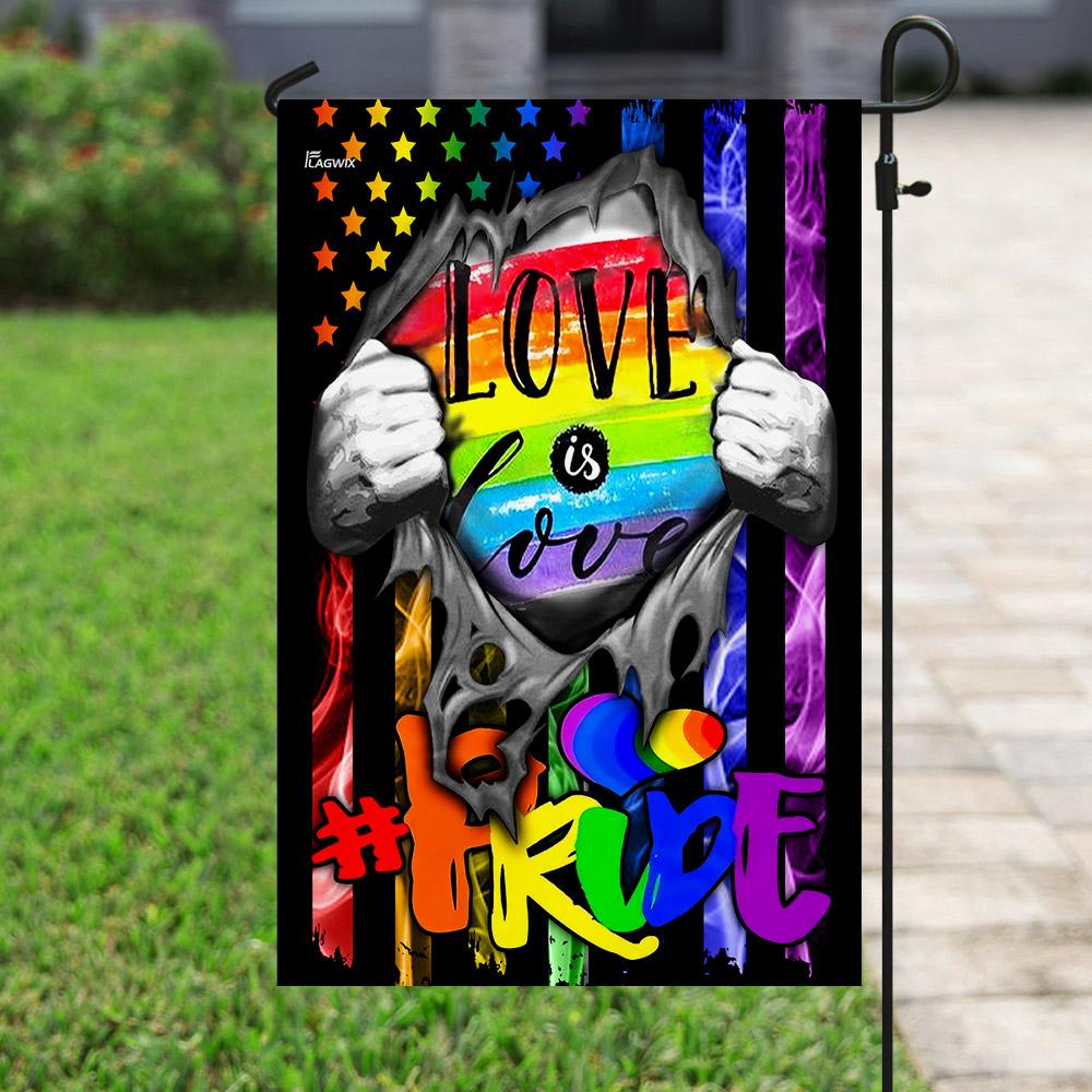  LGBT Pride House Flag Love Is Love Inside Rainbow American Flag Garden Flag