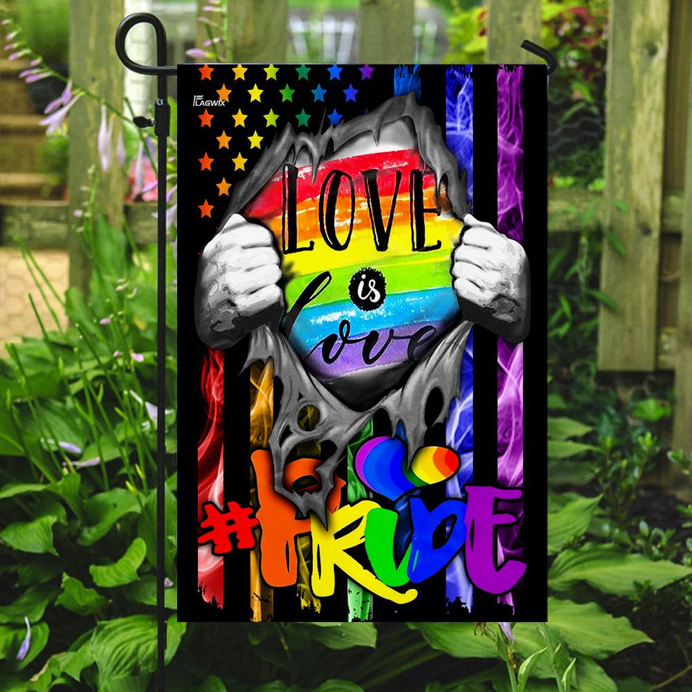  LGBT Pride House Flag Love Is Love Inside Rainbow American Flag Garden Flag