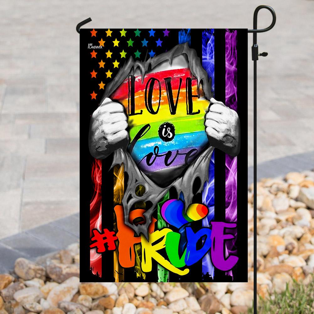  LGBT Pride House Flag Love Is Love Inside Rainbow American Flag Garden Flag